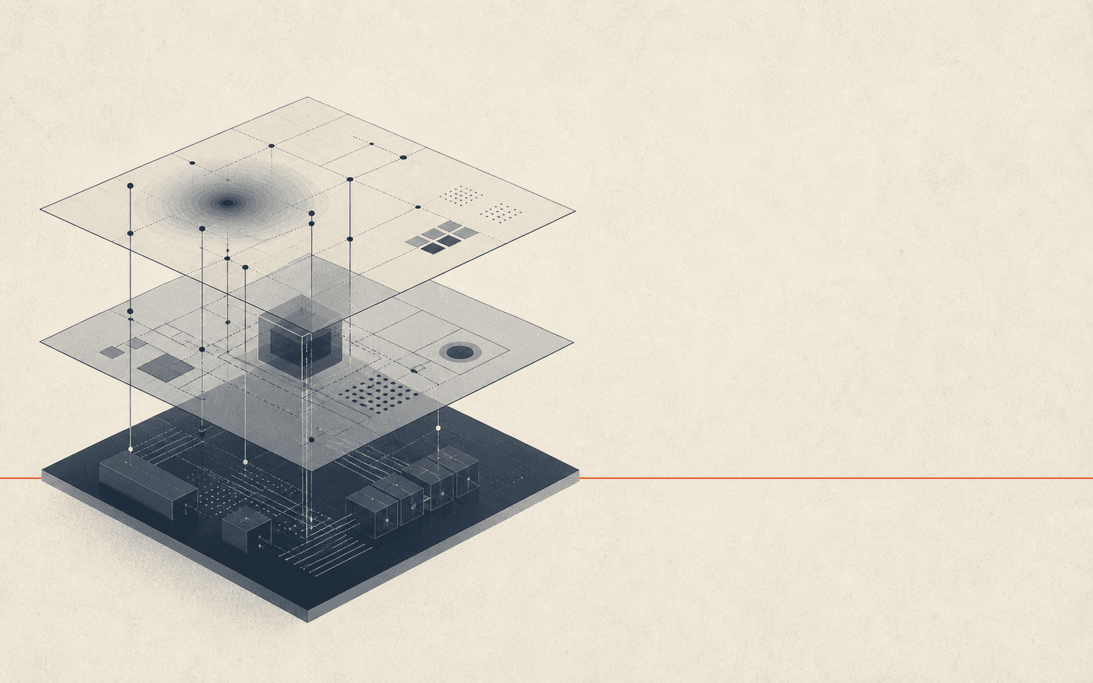 진단·프로토타입·프로덕션의 3-layer 파이프라인을 표현한 isometric 일러스트